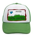 Summer Kids Trucker Hat Future Lawn Mower Picture of A Blue Bird Polyester Boys Girls Sun Toddler Caps Kelly Green Design Only Adjustable