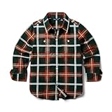 Janie and Jack Boy's Brushed Twill Plaid Button-Up (Toddler/Little Kids/Big Kids) Green 10 Big Kid