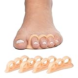 ZenToes Hammertoe Corrector Gel Toe Straighteners with 3 Separator Loops - Realign Bent, Crooked, Curled, Claw, Hammer Toes - Cushion Crest for Men and Women - Beige