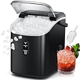 FREE VILLAGE Nugget Ice Maker Countertop, Pebble Ice Maker with Soft Chewy Pellet Ice, 10,000pcs/33lbs/Day, Self-Cleaning, One-Click Operation, Portable Nugget Ice Machine for Home Office Kitchen