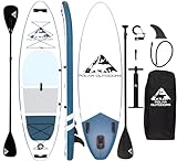 Polar Outdoors by Roc Inflatable Stand Up Paddle Board with Premium SUP Paddle Board Accessories, Wide Stable Design, Non-Slip Comfort Deck for Youth & Adults. (Glacier W/Kayak Paddle)
