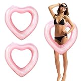 Heart Pool Float,2 PCS Inflatable Pool Floats toys for Kids Adults,Summer Swimming Tube Water Fun Beach Party Pool Toys Swimming Circle(Pink)