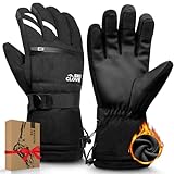 ZENUTA Snow Ski Gloves Unisex, Waterproof Gloves for Cold Weather, Winter Gloves Men, Snowboard Gloves Women, Warm Gloves(Black,M)