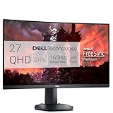 Dell S2722DGM Curved Gaming Monitor - 27-inch QHD (2560 x 1440) 1500R Curved Display, 165Hz Refresh Rate (DisplayPort), HDMI/DisplayPort Connectivity, Height/Tilt Adjustability - Black