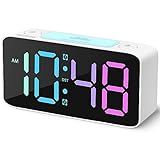 Cadmos Super Loud Alarm Clock for Heavy Sleepers Adults,Digital Clock with 7 Color NightLight,Adjustable Volume,USB Charger,Small Clocks for Bedrooms,Ok to Wake Up for Kids,Teens (White+RGB)