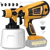 Cordless Paint Sprayer 30000RPM High Speed for Dewalt 20V MAX Battery 1400ml High Capacity Container Spray Paint Gun 4 Nozzles and 3 Patterns for Furniture Home House Painting(Tool Only)