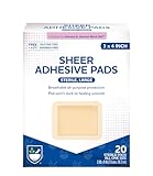 Rite Aid Sheer Adhesive Bandages with Sterile Non Stick Pad, 3' x 4' - 20 Count | Wound Care/First Aid Supplies | Bandage Wrap | Medical Tape for Skin Bandages