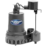 Superior Pump 92572 1/2 HP Thermoplastic Submersible Sump Pump with Vertical Float Switch