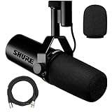 Shure SM7dB Dynamic Vocal Microphone w/Built-in Preamp for Streaming, Podcast, & Recording with Detachable Windscreen and 20ft XLR Cable
