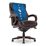 La-Z-Boy Bellamy Executive Office Chair with Memory Foam Cushions, Solid Wood Arms and Base, Waterfall Seat Edge, Bonded Leather, Brown