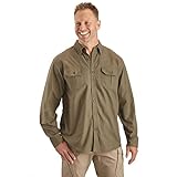 Guide Gear Men's Casual Button Down Shirt, Long Sleeve, Work, Camping, Sportsman's Flex Canvas Moss Stone LARGE