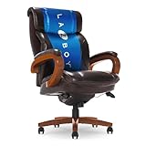 La-Z-Boy Trafford Big and Tall Executive Office Chair with AIR Technology, High Back Ergonomic Lumbar Support, Bonded Leather, Brown