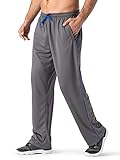 MAGNIVIT Men's Mesh Pants Quick Dry Active Sports Sweatpants Open-Hem with Pockets Grey
