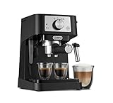 De'Longhi Stilosa Manual Espresso Machine, Latte & Cappuccino Maker, 15 Bar Pump Pressure + Milk Frother Steam Wand, Black / Stainless, EC260BK, 13.5 x 8.07 x 11.22 inches