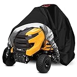 Riding Lawn Mower Cover, Heavy Duty Waterproof Polyester 600D Oxford Tractor Cover UV & Dust & Water Resistant, Universal Fit Decks up to 54' with Elastic Cord & Storage Bag (Black)