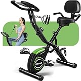 Caromix Folding Exercise Bike, 4 in 1 Stationary Magnetic Cycling Bicycle Upright Indoor Cycling Bike for Home Workout 330LB Capacity (Black)