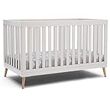 Delta Children Essex 4-in-1 Convertible Baby Crib, Bianca White with Natural Legs