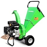 GARDENBEAUT S3 Wood Chipper Shredder, 7HP 212cc Gas Powered Heavy Duty, 3' Max Wood Diameter Capacity, 15: 1 Reduction Ratio, 1-Year Warranty After Product Registration
