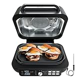 Ninja IG651 Foodi Smart XL Pro 7-in-1 Indoor Grill/Griddle Combo, use Opened or Closed, Air Fry, Dehydrate & More, Pro Power Grate, Flat Top, Crisper, Smart Thermometer, Black