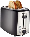 Amazon Basics 2 Slice Toaster With 6 Browning Settings, Removable Easy-to-Clean Crumb Tray, Cancel Button, 900W, Black & Silver.