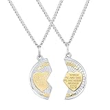 Men's Or Women's Mizpah Two-Tone (925 Sterling Silver & Sterling Silver W/ Gold-Tone Accents) Breakaway (Two Halves Friendship Necklace) Medallion Pendant Necklace W/ 20' & 24' Inch Stainless Steel