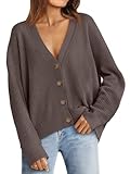 LILLUSORY Oversized Sweater Women's Cardigan Sweaters 2024 Fall Open Front Button V Neck Lightweight Cardigans Knit Tops