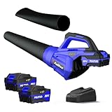 20V Cordless Leaf Blower with 2 Batteries and Charger, High Power 400 CFM Cordless Electric Leaf Blower with Two Nozzles Lightweight Handheld Blower for Lawn Care Patio Garden Leaves Yard