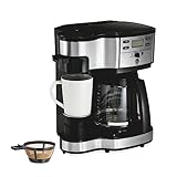 Hamilton Beach 2-Way 12 Cup Programmable Drip Coffee Maker & Single Serve Machine, Glass Carafe, Auto Pause and Pour, Black (49980R)