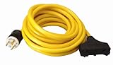 Coleman Cable 01912 10/3 Generator Power Cord with L5-30P Plug and 25-Foot; 3-Outlets
