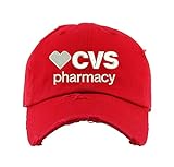 CVS Dad Hat Adjustable Embroidered Pharmacy Cap (Red)