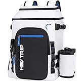 Heytrip Backpack Cooler 36/54 Cans Insulated Waterproof Cooler Bag for 20 Hours Cold Retention, Leak-Proof Cooler with Sternum Strap and Multi-Compartments (White - 36 Cans with 2 Pouches)