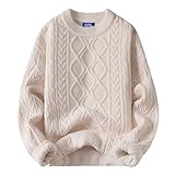 Aelfric Eden Oversized Sweater 90s Vintage Knitted Sweater Long Sleeve Sweater Women Woven Crewneck Pullover Beige