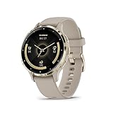 Garmin Venu 3S Soft Gold Stainless Steel Bezel 1.2-Inch AMOLED Touchscreen Display Smart Watch with 41mm French Gray Case and Silicone Band