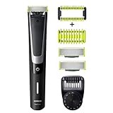 Philips Norelco OneBlade Pro Kit, Hybrid Electric Trimmer and Shaver, QP6510 + OneBlade Body Kit, 3 Pieces, Black, 1 Count
