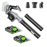 Leaf Blower Cordless - Electric Cordless Leaf Blower with 2 Batteries and Charger, 3 Speed Modes & 3 Blowing Nozzles, 20V Battery Powered Mini Leaf Blowers for Lawn Care, Patio, Indoor