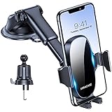 Miracase 3-in-1 Cell Phone Holders for Your Car, Universal Car Phone Holder Mount for Dashboard Air Vent Windshield Compatible with iPhone 15 14 13 12 13 Pro Max Xs XR X, Galaxy Black