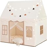 Large Kids Tent with mat, Star Lights, Tissue Garland, Play Tent Indoor & Outdoor, Kids Play Tent for Girl & Boy Aged 3+, Kids Tent for Toddler, 52' x35' x 52' Play House with Windows, Washable
