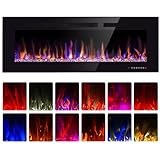 60' Electric Fireplace in-Wall Recessed and Wall Mounted 1500W Fireplace Heater and Linear Fireplace with Timer/Multicolor Flames/Touch Screen/Remote Control