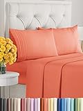 King Size 4 Piece Sheet Set - Comfy Breathable & Cooling Sheets - Hotel Luxury Bed Sheets for Women & Men - Deep Pockets, Easy-Fit, Extra Soft & Wrinkle Free Sheets - Coral Oeko-Tex Bed Sheet Set