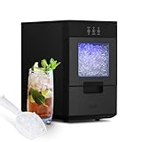 Newair Nugget Ice Maker Countertop - 44lbs/day, Countertop Sonic Ice Machine, Self-Cleaning & Refillable Water Tank, Pebble Ice Maker, Ideal for Home Office, Kitchen or Bar | Black Stainless Steel