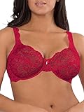 Smart & Sexy Women's Plus Size Signature Lace Unlined Underwire Bra with Added Support, No No Red, 40DDD