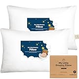 KeaBabies 2-Pack Toddler Pillow - Soft Organic Cotton Toddler Pillows for Sleeping, 13X18 Small Pillow for Kids,Kids Pillows for Sleeping,Kids Pillow for Travel,School, Nap,Age 2 to 5 (Soft White)