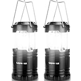 Lepro LED Lanterns Battery Powered, Camping Essentials, Collapsible, IPX4 Water Resistant, Outdoor Portable Lights for Emergency, Hurricane, Storms and Outages, 2 Pack