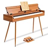 UISCOM 88 Key Weighted Digital Piano - Wooden Desk Electric Piano Transforms Between Desk and Vanity - Progressive Hammer-Action Keyboard, Perfect for Beginners with MIDI Functionality