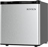 ROVSUN 1.1 Cu.Ft Compact Upright Freezer with Reversible Stainless Steel Single Door, Removable Shelf, Small Countertop Freezer with 7 Grade Adjustable Thermostat for Home Office Dorm Apartment