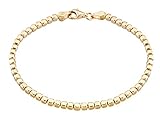 Miabella 18K Gold Over 925 Sterling Silver Organic Cube Bead Chain Bracelet for Women Men, Handmade in Italy (Length 7 Inches (Small))