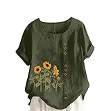 Generic Clearance Items for Women Linen Outfits Women Dresses Linen Shirts for Women Button up Summer Clothes Casual Outfits for Women Womens Summer Outfits Summer Tops, XX-Large, #H-army Green