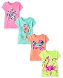 The Children's Place Girls' Animals Short Sleeve Graphic T-Shirts,Multipacks, Turtle/Butterfly/Flamingo/Seahorse 4-Pack