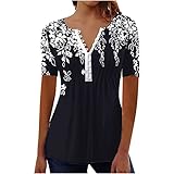 Overstock Items Clearance All Womens Tunic Tops Trendy Vintage Boho Shirts Short Sleeve Notch v Neck t-Shirt 2023 Casual Summer Blouse Empire Waist Black 3X