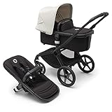 Bugaboo Fox 5 All-Terrain Stroller, 2-in-1 Baby Stroller with Full Suspension, Easy Fold, Spacious Bassinet, Extendable Toddler Seat, One-Handed Maneuverability (Midnight Black-Misty White)
